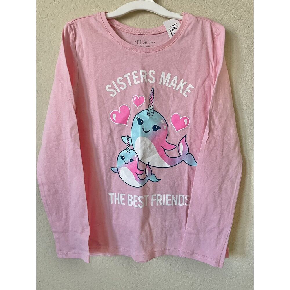 Pink Sisters Make The Best Friends Norwal Hearts Long Sleeve Top Size M 7/8